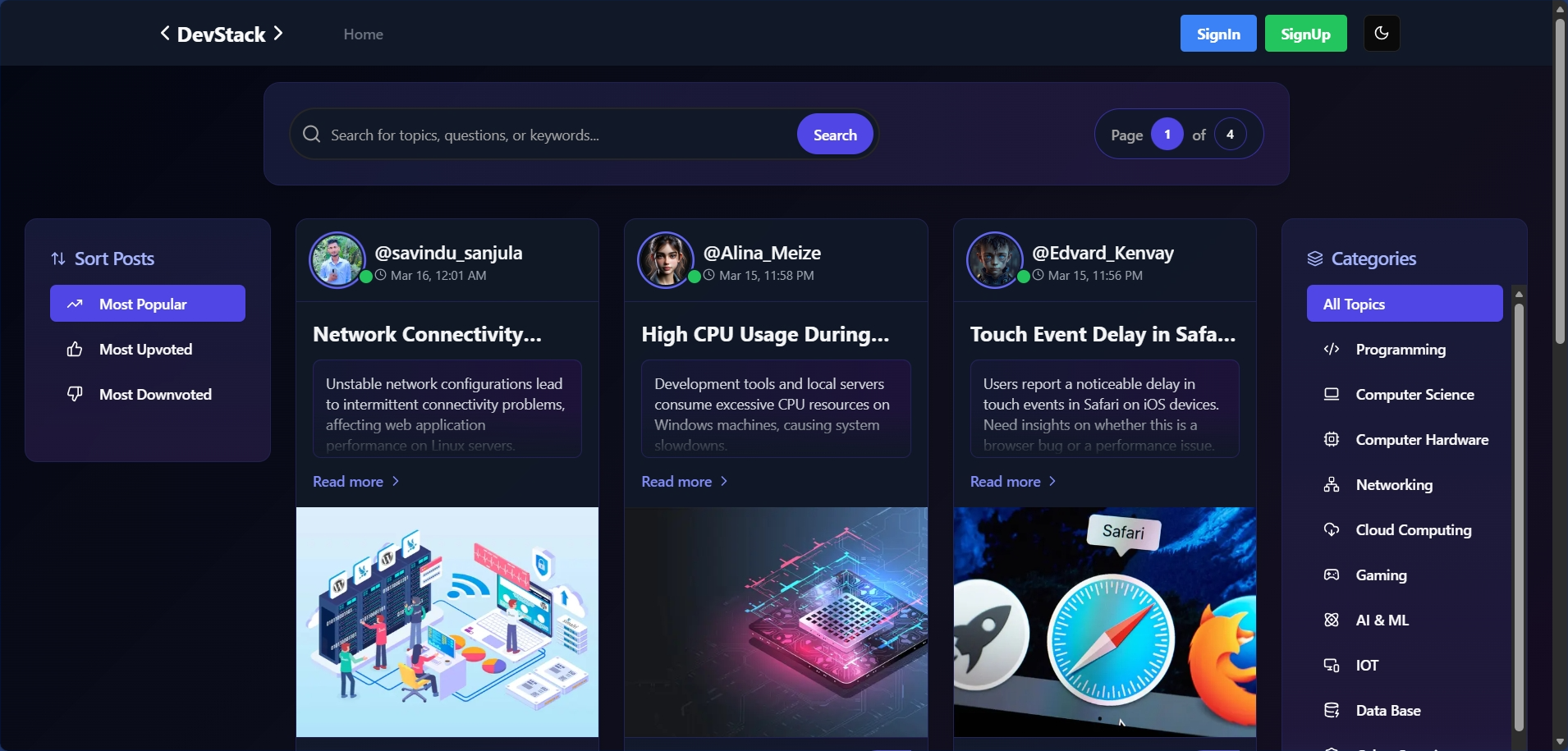DevStack – Developer Forum & Knowledge Sharing Platform visualization 1
